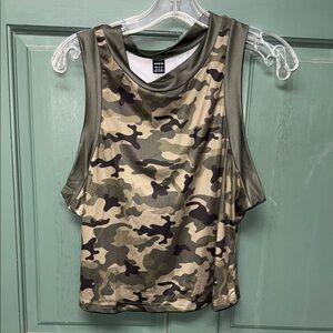 SHEIN Camouflage Muscle Tee in Green and Brown